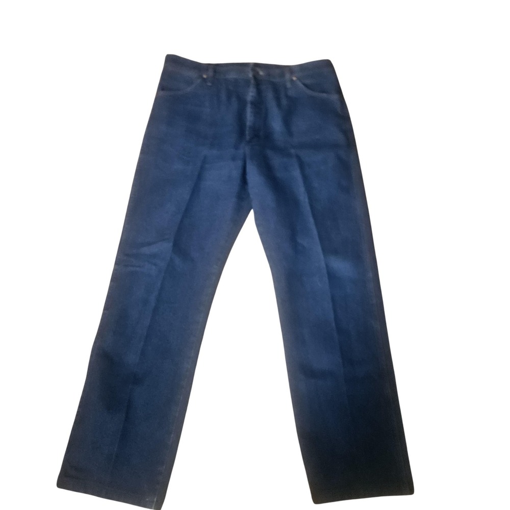 Wrangler Jeans Mens 28x36 Blue Denim Straight Leg Made USA Vintage Style Western